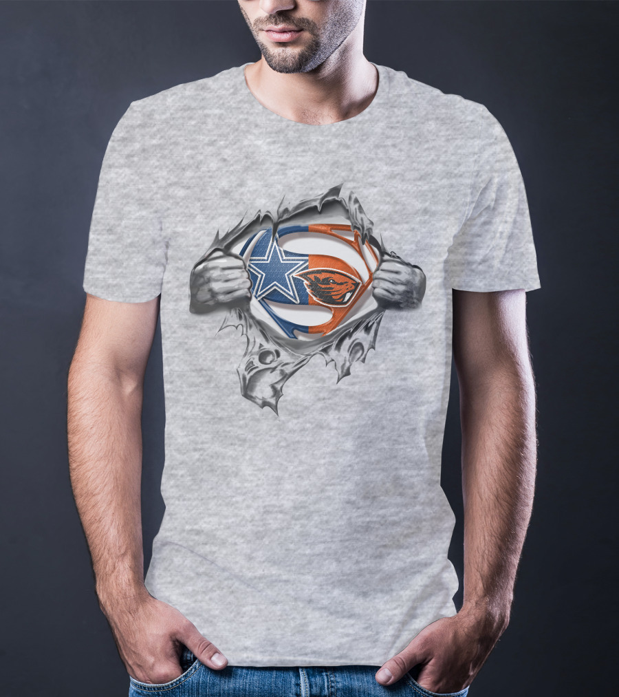 Cowboys Oregon State Beavers Superman Emblem Mashup T-Shirt