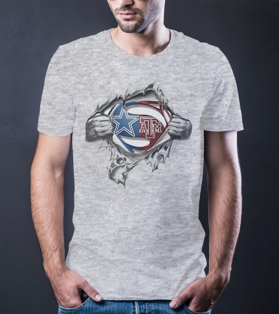 Dallas Cowboys Texas A&M Aggies Superman Logo Fusion T-Shirt