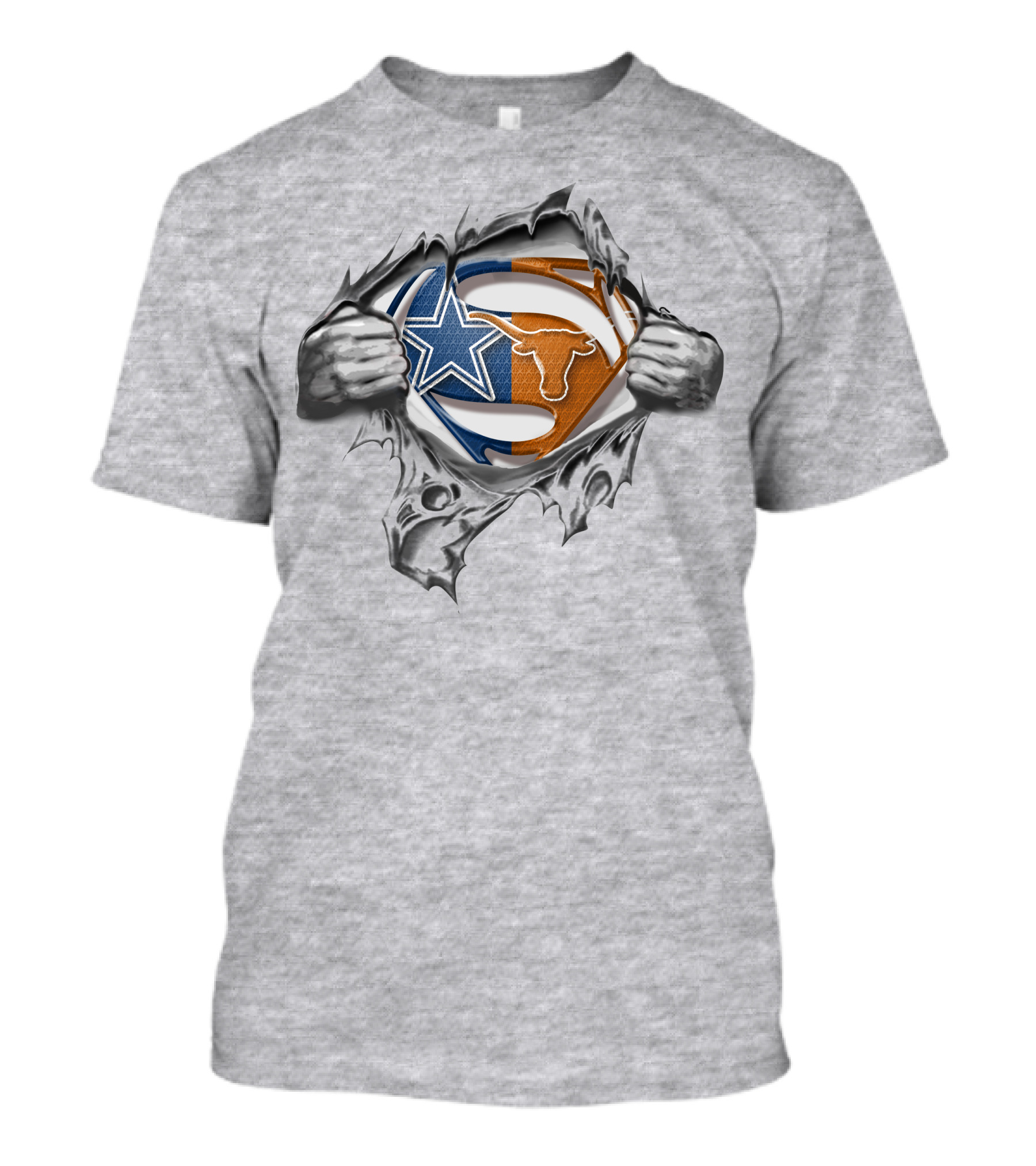 Dallas Cowboys Texas Longhorns Superman Logo Fusion T-Shirt