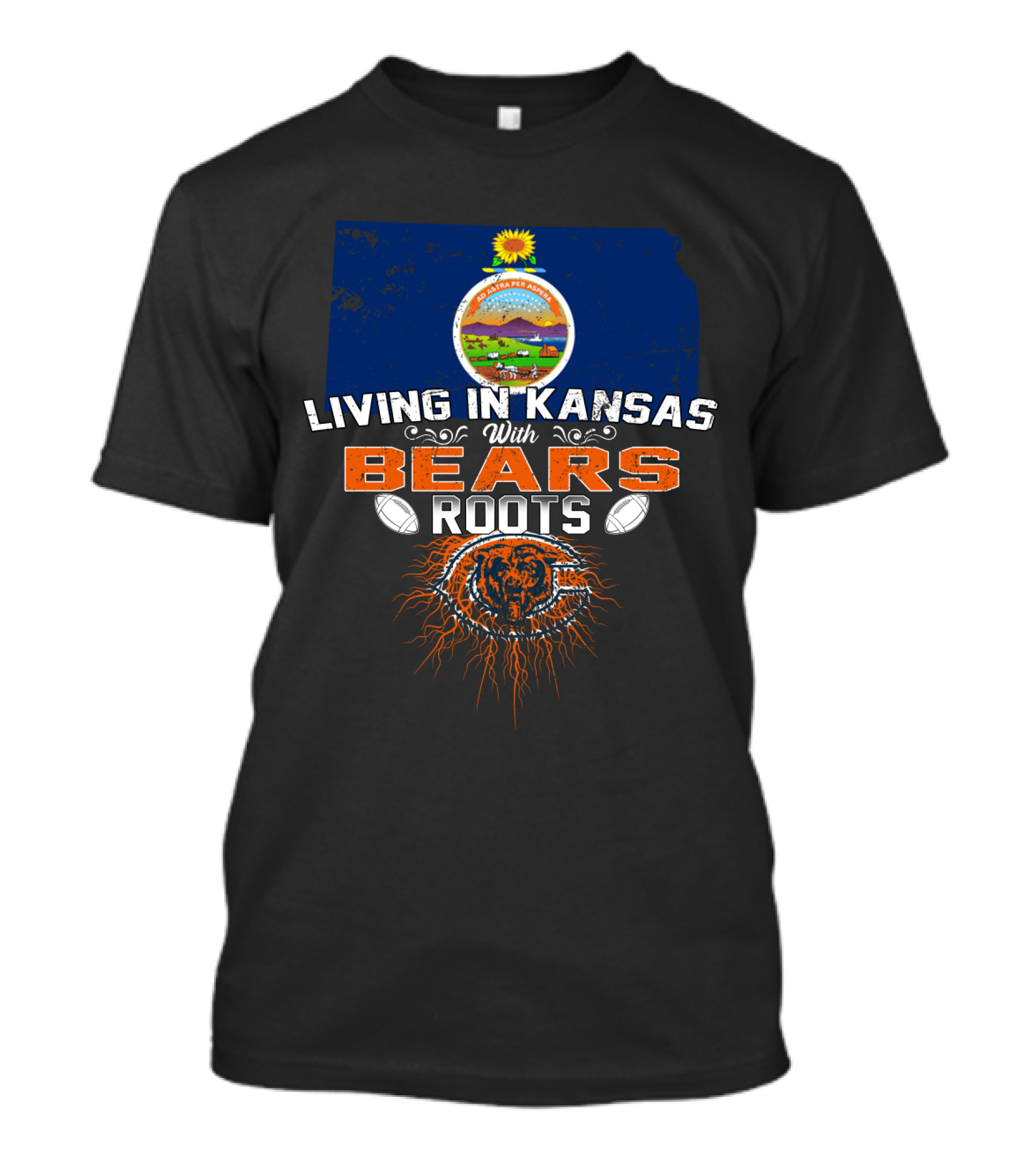 Living In Kansas With Bears Roots Football Heritage T-Shirt