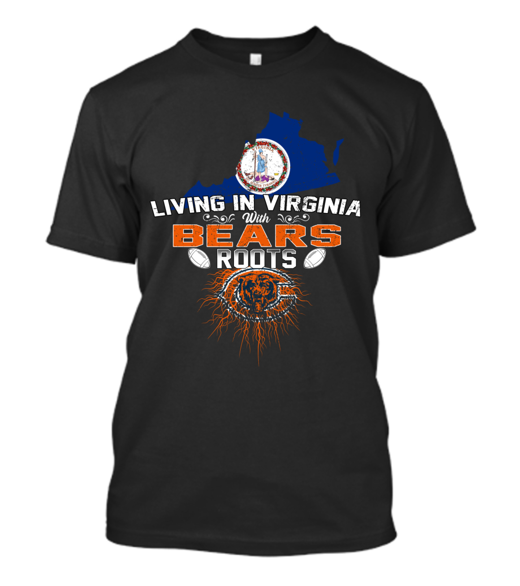 Living In Virginia With Bears Roots Football Inspired T-Shirt