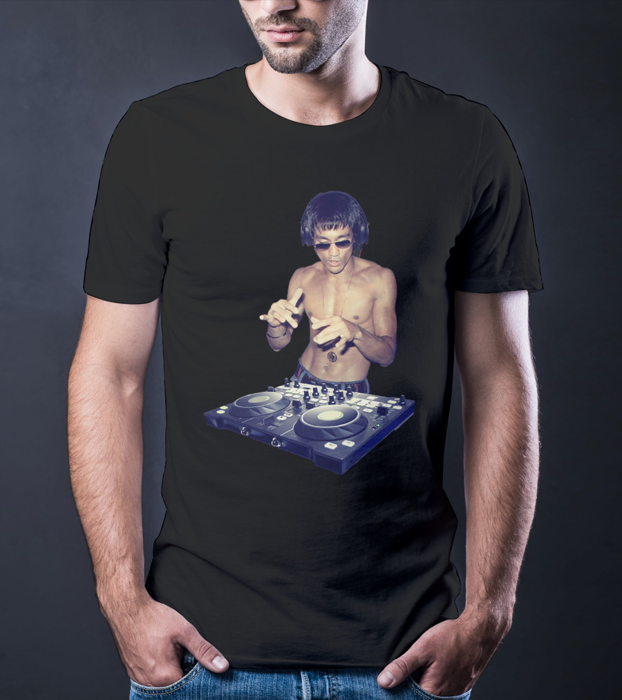 Bruce Lee DJ Mixing Martial Arts Humor Gym MMA Training T-Shirt
