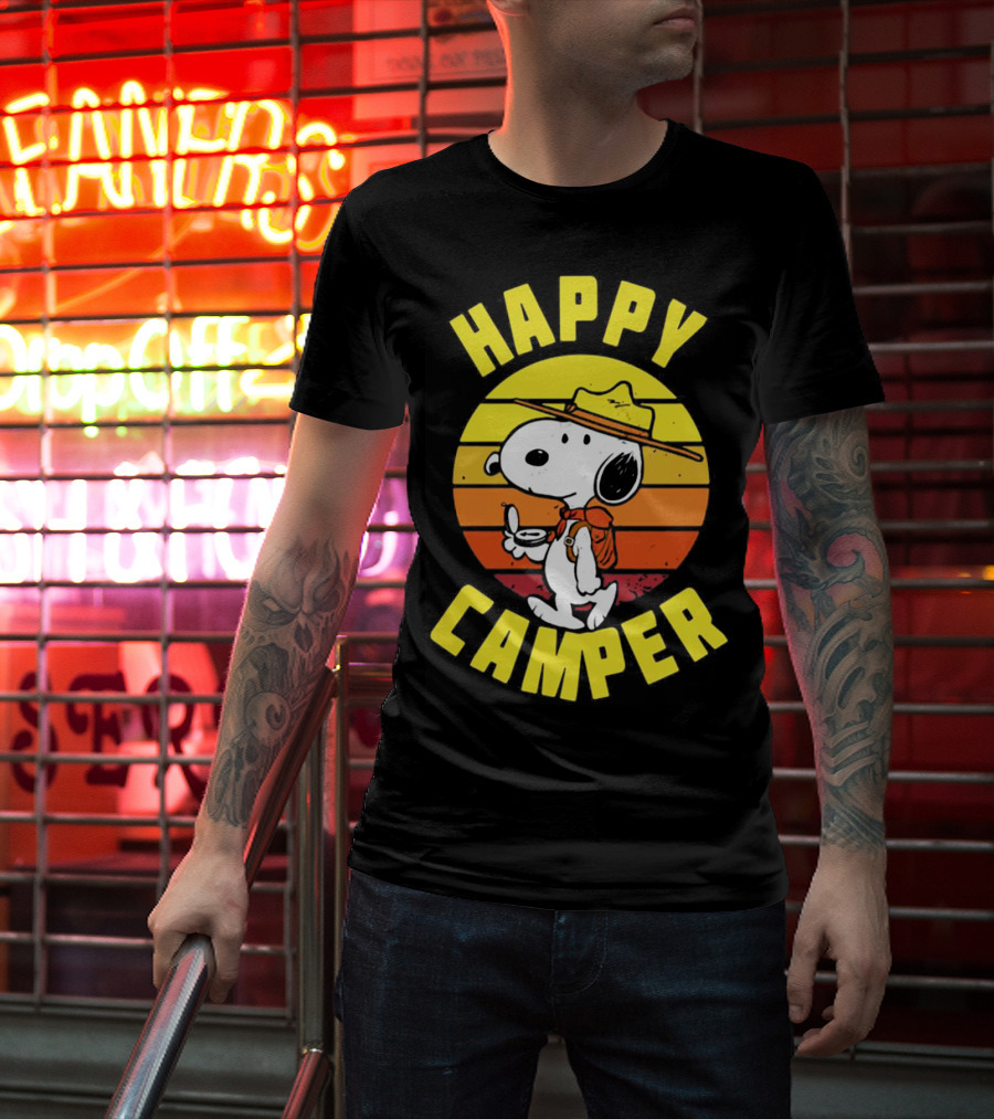 Snoopy Happy Camper Vintage Sunset Peanuts T-Shirt