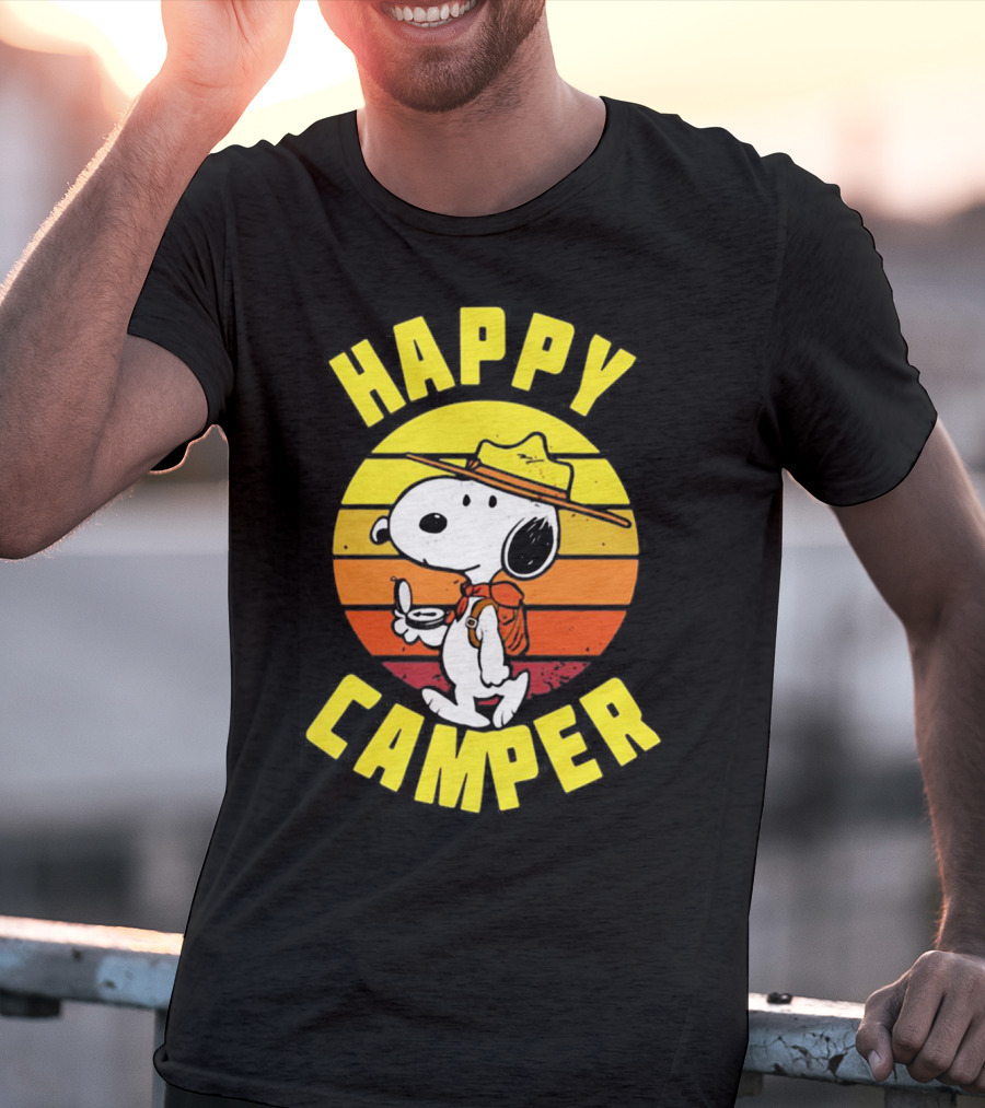 Snoopy Happy Camper Vintage Sunset Peanuts T-Shirt