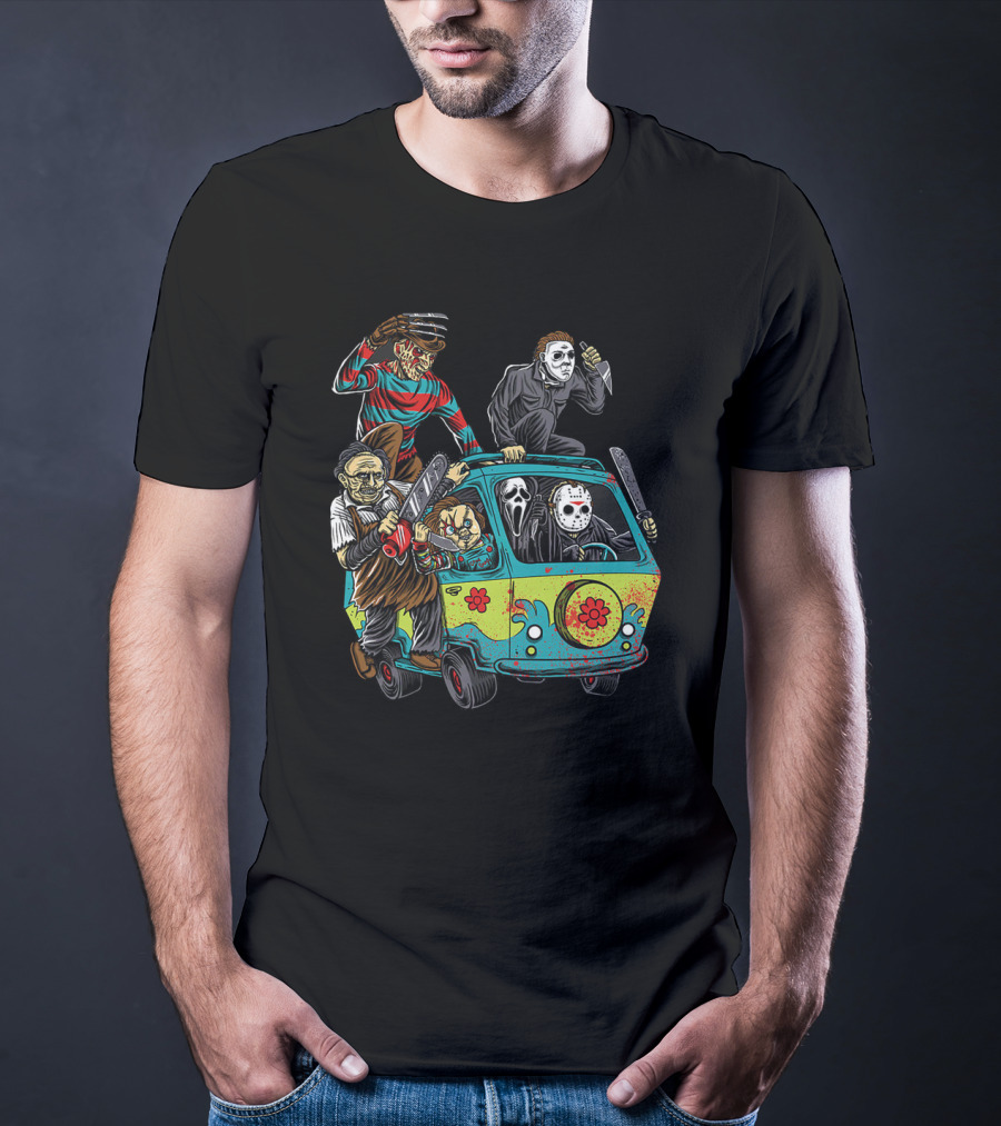 The Massacre Machine Horror Icons Funny Movie Mashup T-Shirt