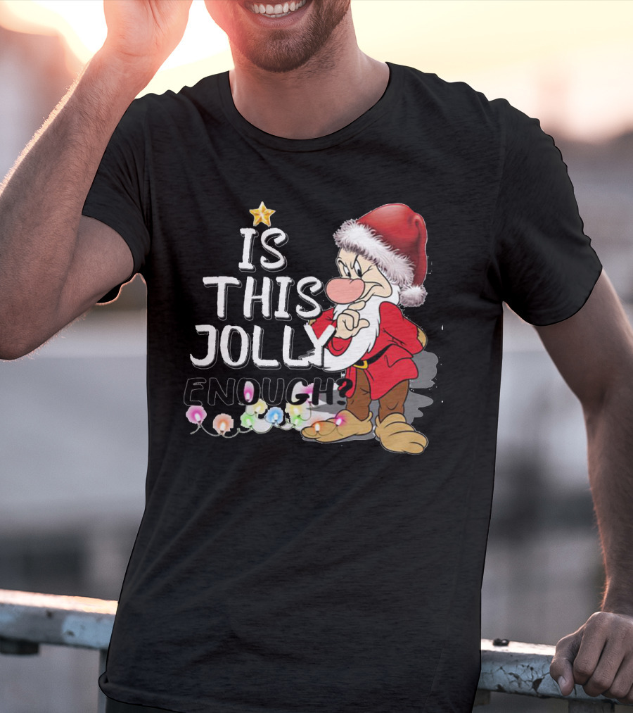 Grumpy Santa Is This Jolly Enough With Festive Lights T-Shirt