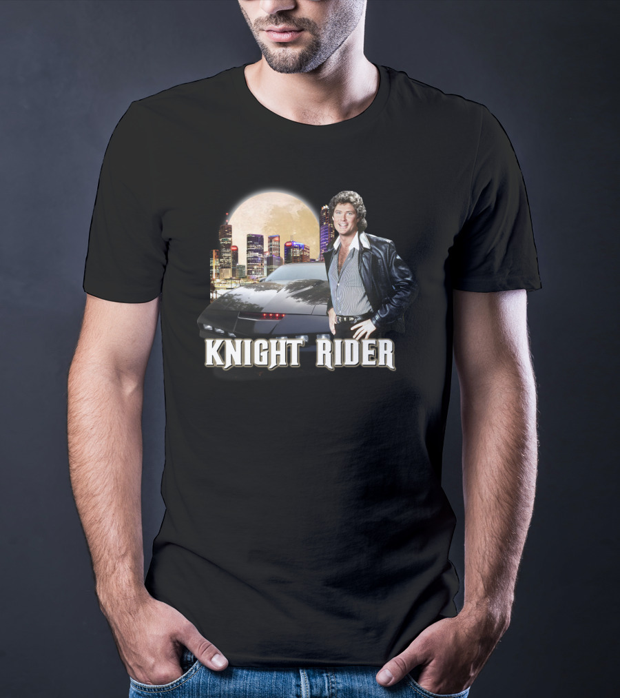 Knight Rider PNR05 Classic Retro TV Show Moonlit Cityscape T-Shirt