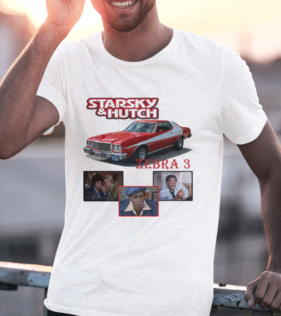 Starsky And Hutch Zebra 3 Car And Characters T-Shirt