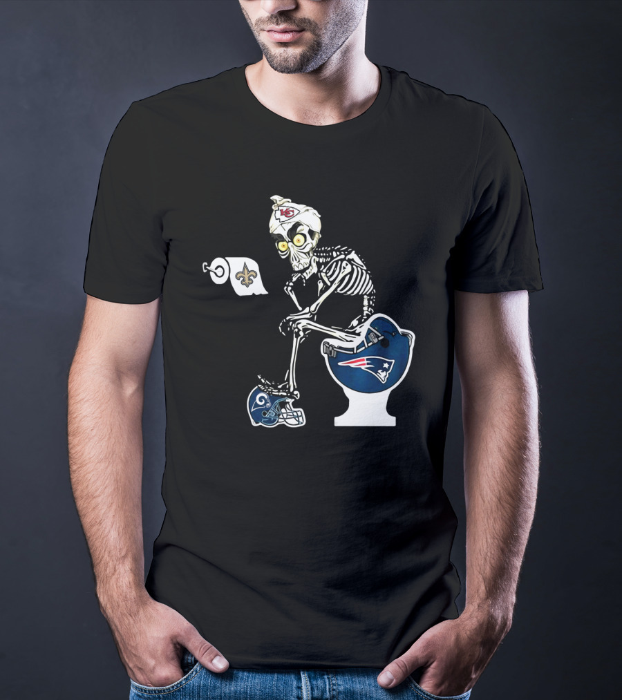Chiefs Skeleton Patriots Toilet Saints Rams Helmet T-Shirt