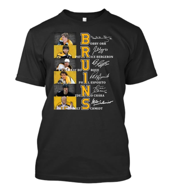 Bobby Orr Pat Ice Bergeron Ray Bourque Phil Esposito Zdeno Chara Milt Schmidt Bruins T-Shirt