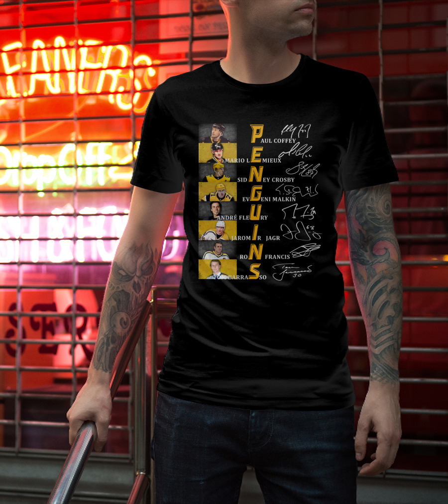 Penguins Paul Coffey Mario Lemieux Sidney Crosby Evgeni Malkin André Fleury Jaromír Jagr Ron Francis Tom Barrasso T-Shirt