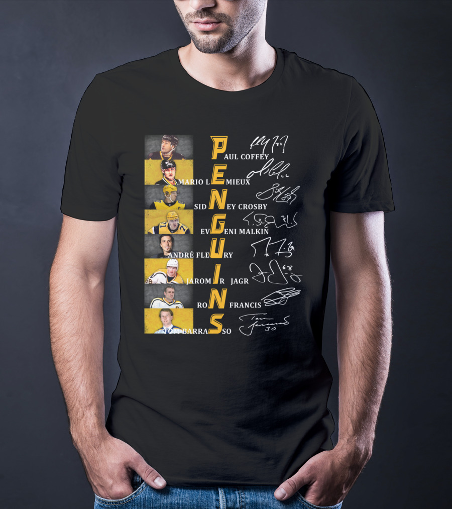Penguins Paul Coffey Mario Lemieux Sidney Crosby Evgeni Malkin André Fleury Jaromír Jagr Ron Francis Tom Barrasso T-Shirt