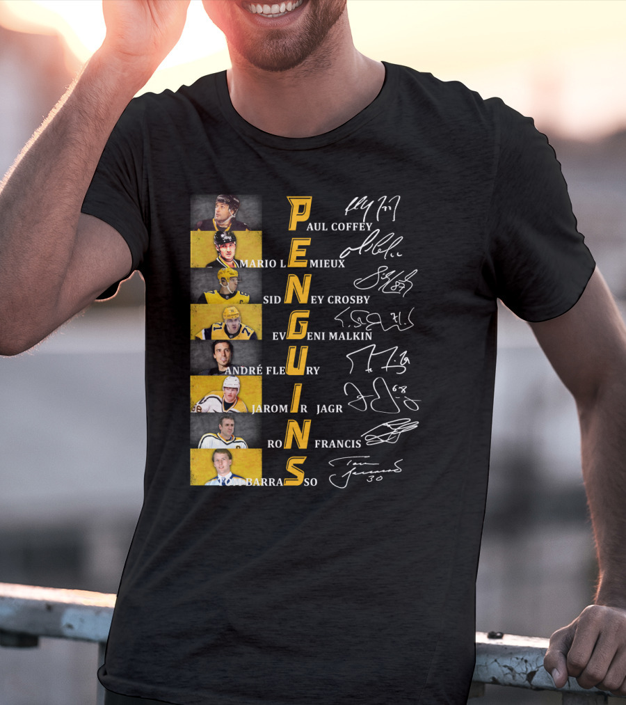 Penguins Paul Coffey Mario Lemieux Sidney Crosby Evgeni Malkin André Fleury Jaromír Jagr Ron Francis Tom Barrasso T-Shirt