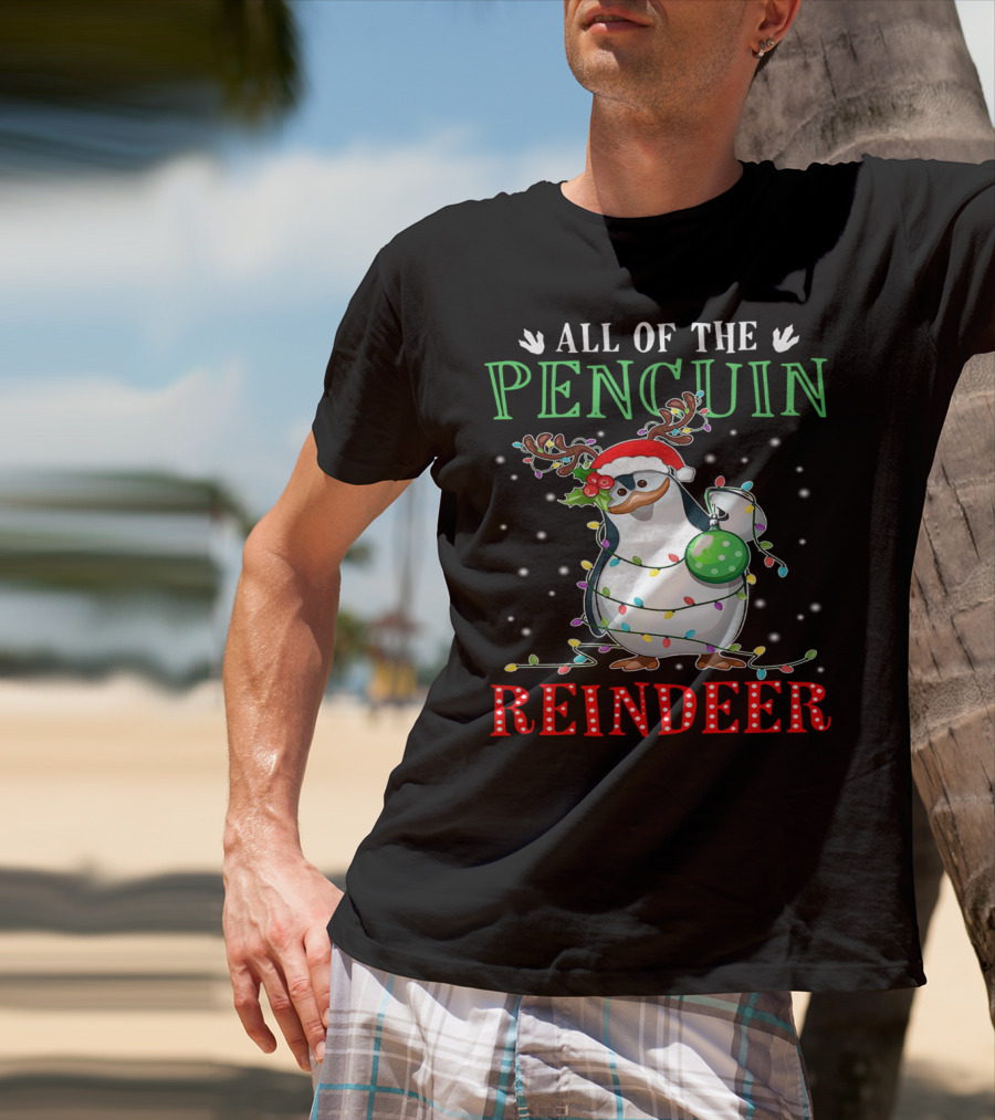 All Of The Penguin Reindeer Christmas Lights T-Shirt