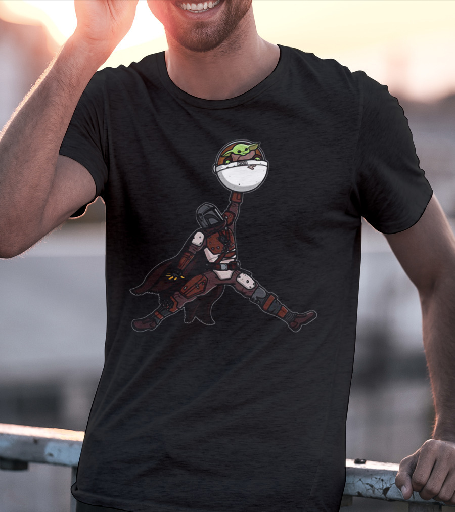 Air Arya Baby Yoda Mando Sitting Jumpman Icon Crossover T-Shirt