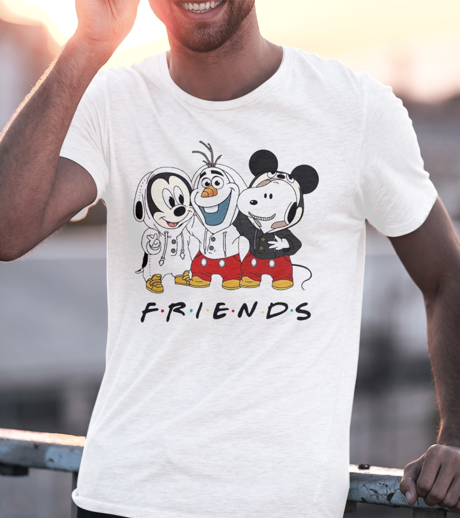 Friends Mickey Olaf Snoopy Crossover Icons T-Shirt