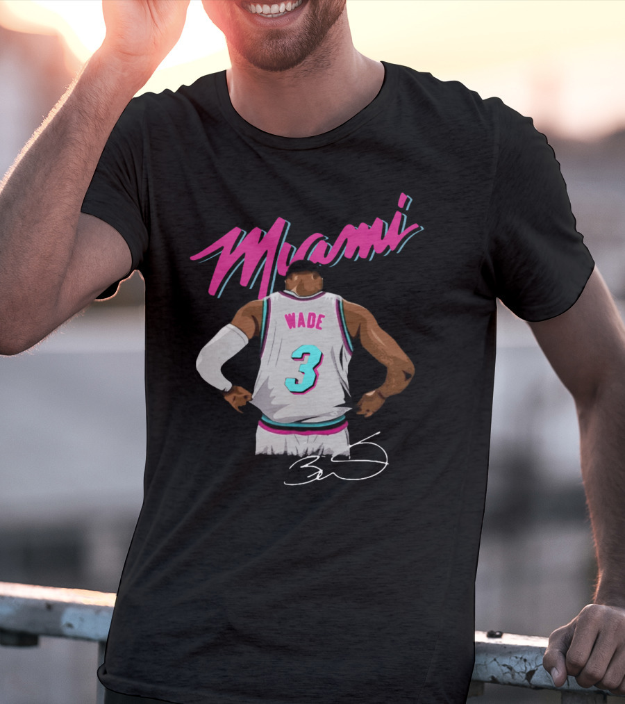 Dwyane Wade Miami Heat Number 3 Signature T-Shirt