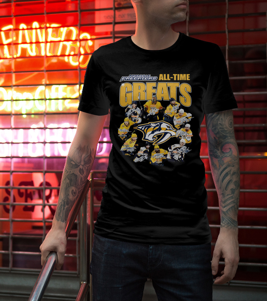 Nashville Predators All-Time Greats Signatures Rinne Weber Forsberg Subban Timonen Walker T-Shirt