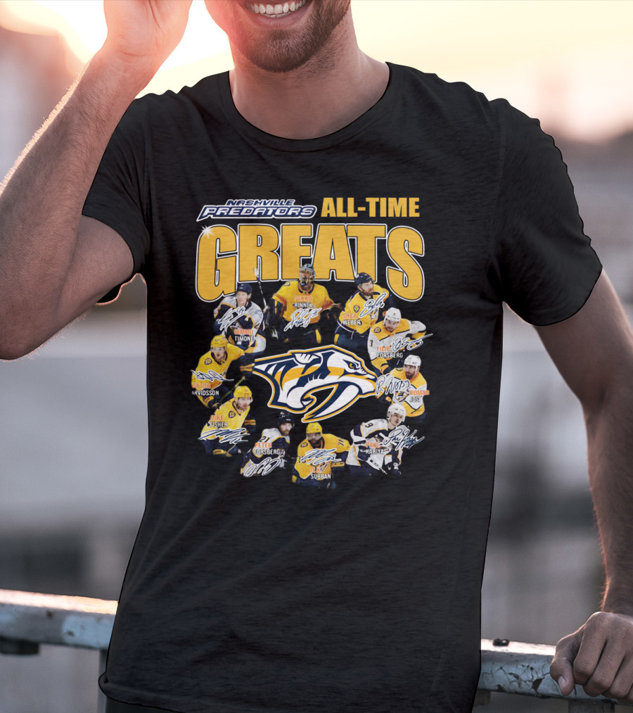 Nashville Predators All-Time Greats Signatures Rinne Weber Forsberg Subban Timonen Walker T-Shirt