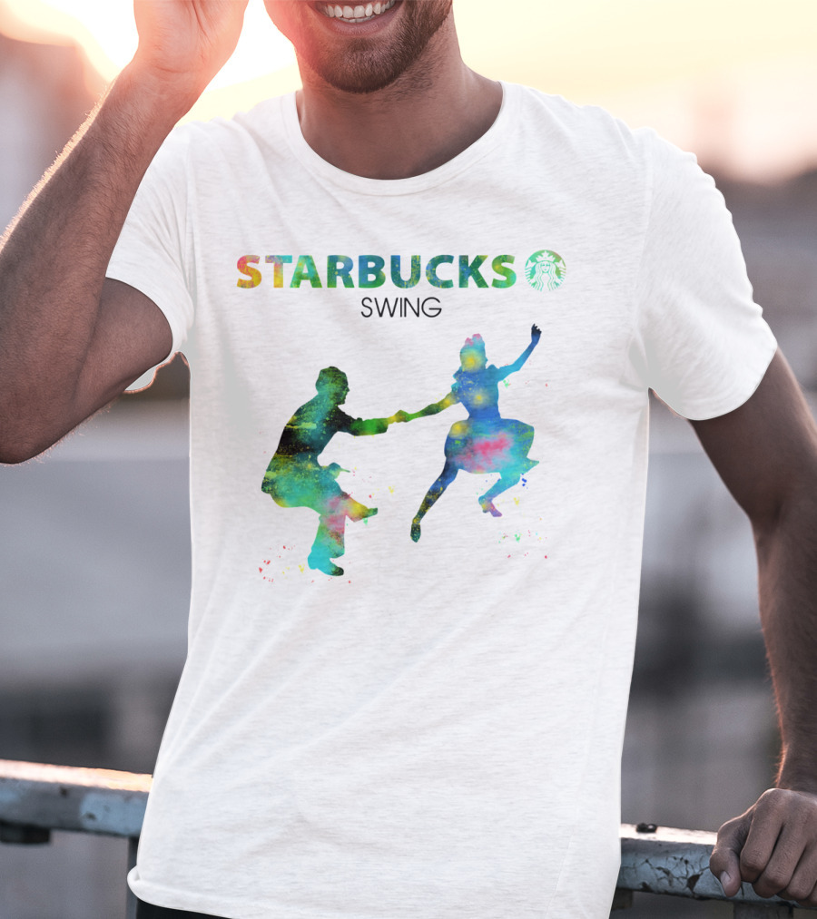 Starbucks Swing Dance Colorful Silhouette Movement T-Shirt