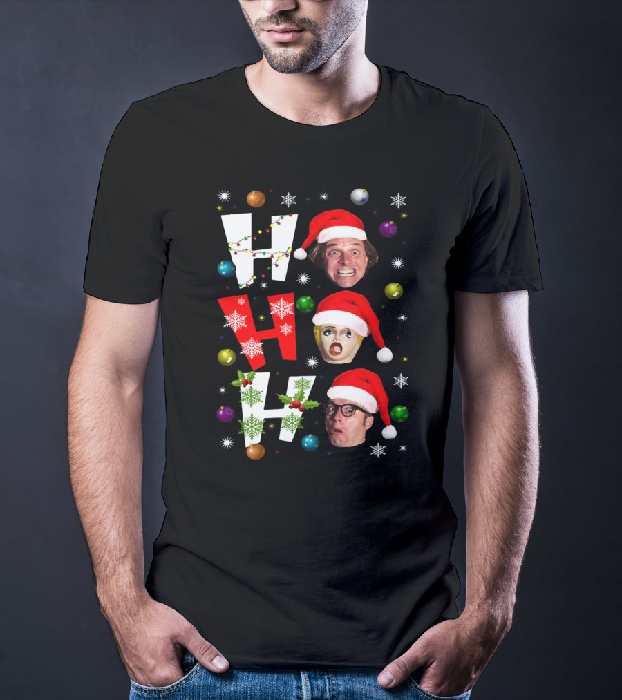 Bottom Ho Ho Festive Santa Faces And Holiday Decorations T-Shirt