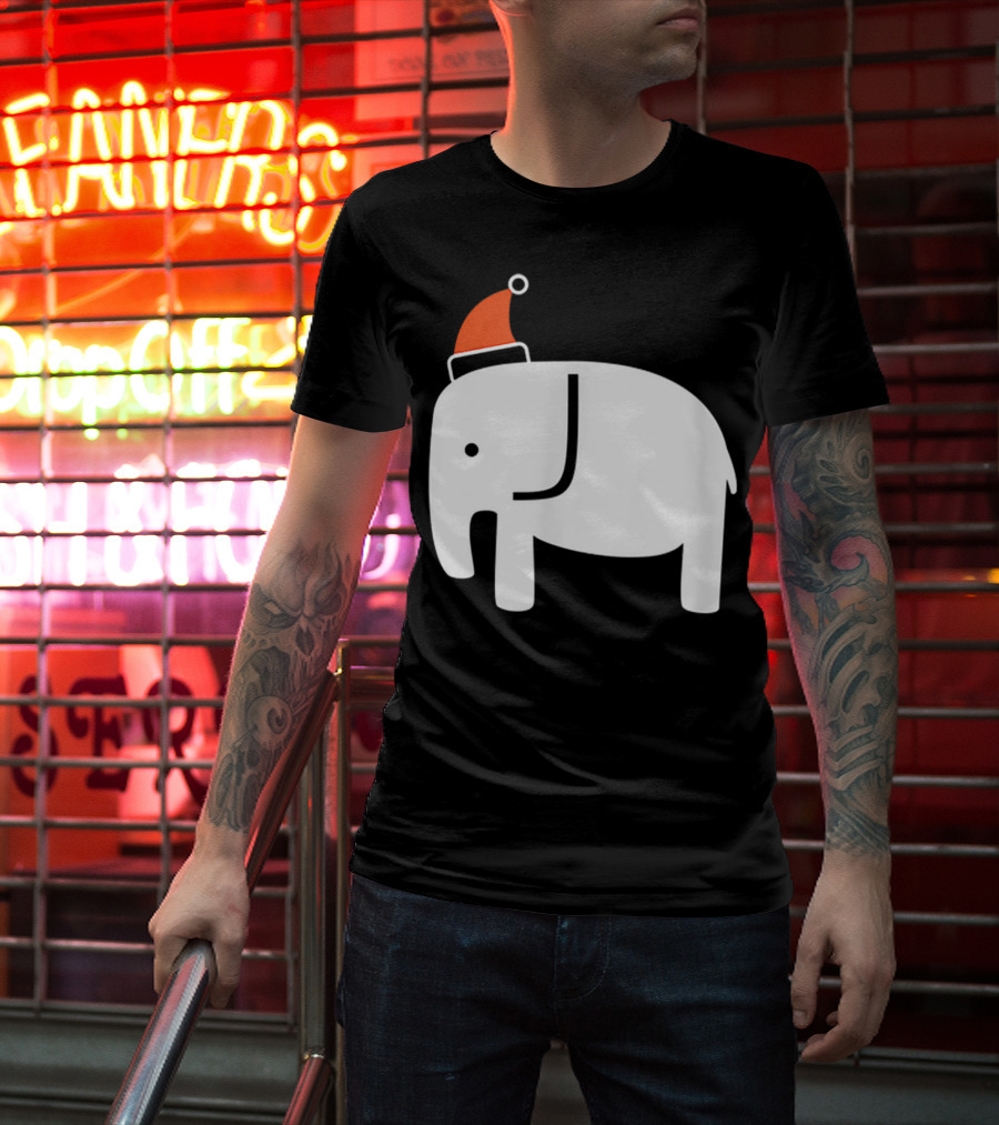 White Elephant Santa Hat Christmas T-Shirt