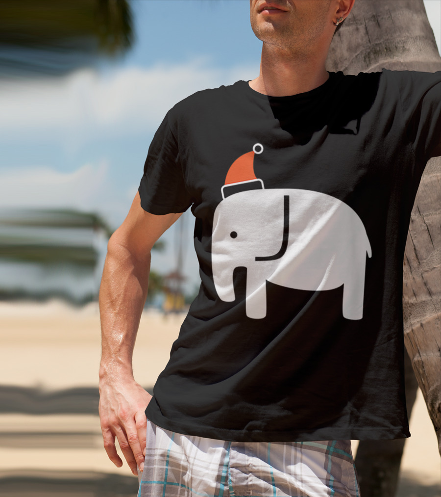 White Elephant Santa Hat Christmas T-Shirt