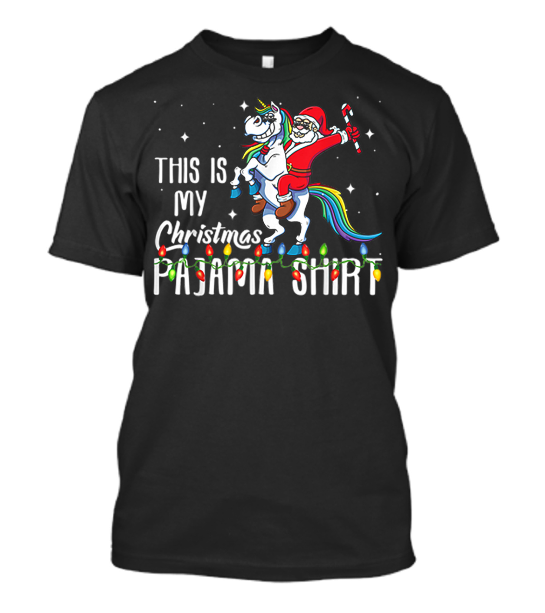 This Is My Christmas Pajama Shirt Santa Riding Unicorn T-Shirt