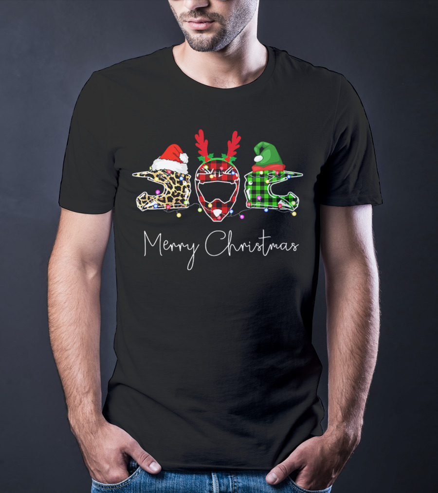Leopard Plaid Helmets Merry Christmas T-Shirt