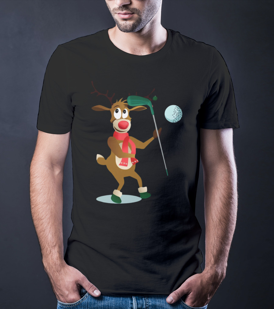Reindeer Golf Christmas Fun T-Shirt