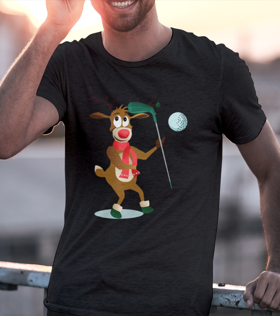 Reindeer Golf Christmas Fun T-Shirt
