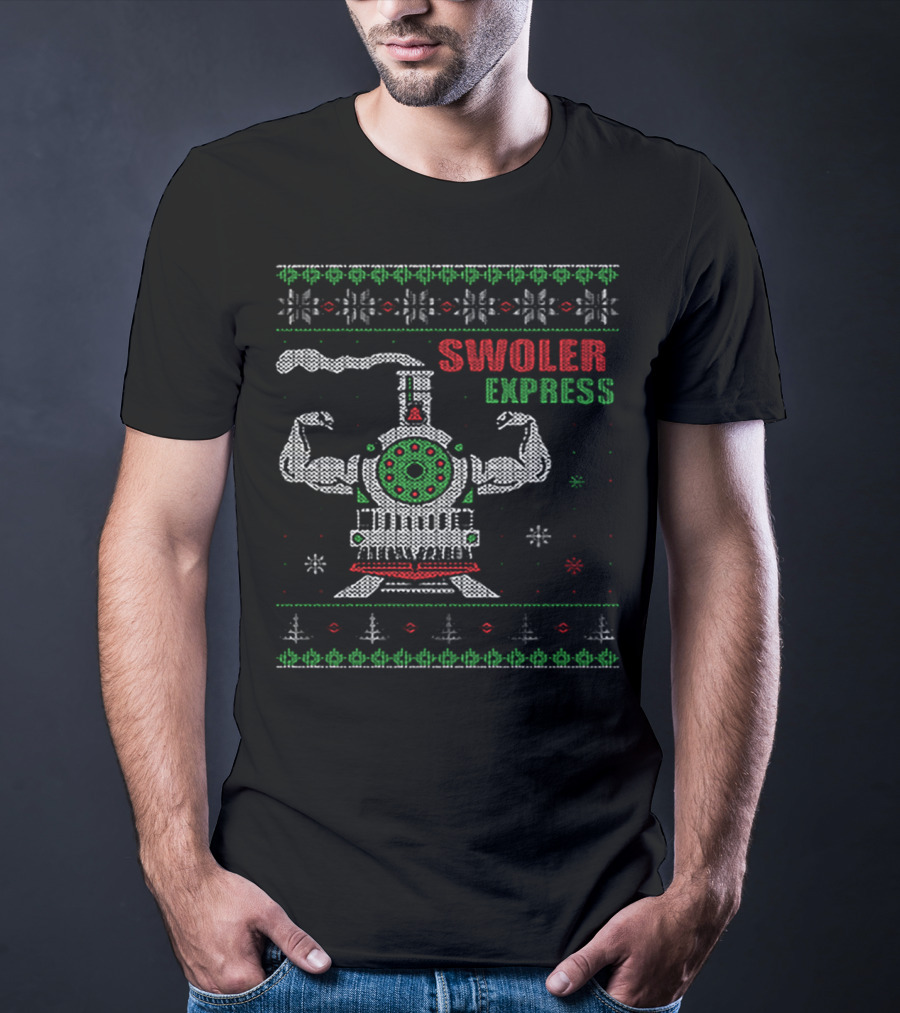 Swoler Express Muscle Train Ugly Christmas T-Shirt