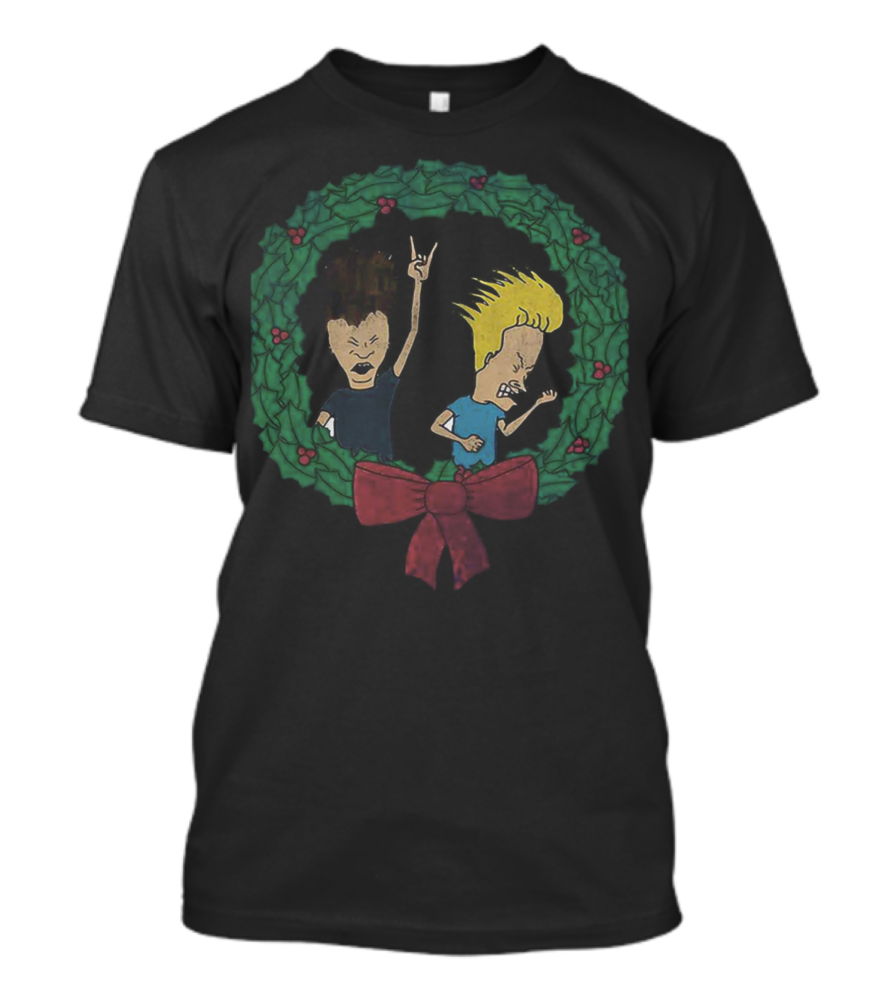 Beavis And Butthead Christmas Wreath Holiday Humor T-Shirt