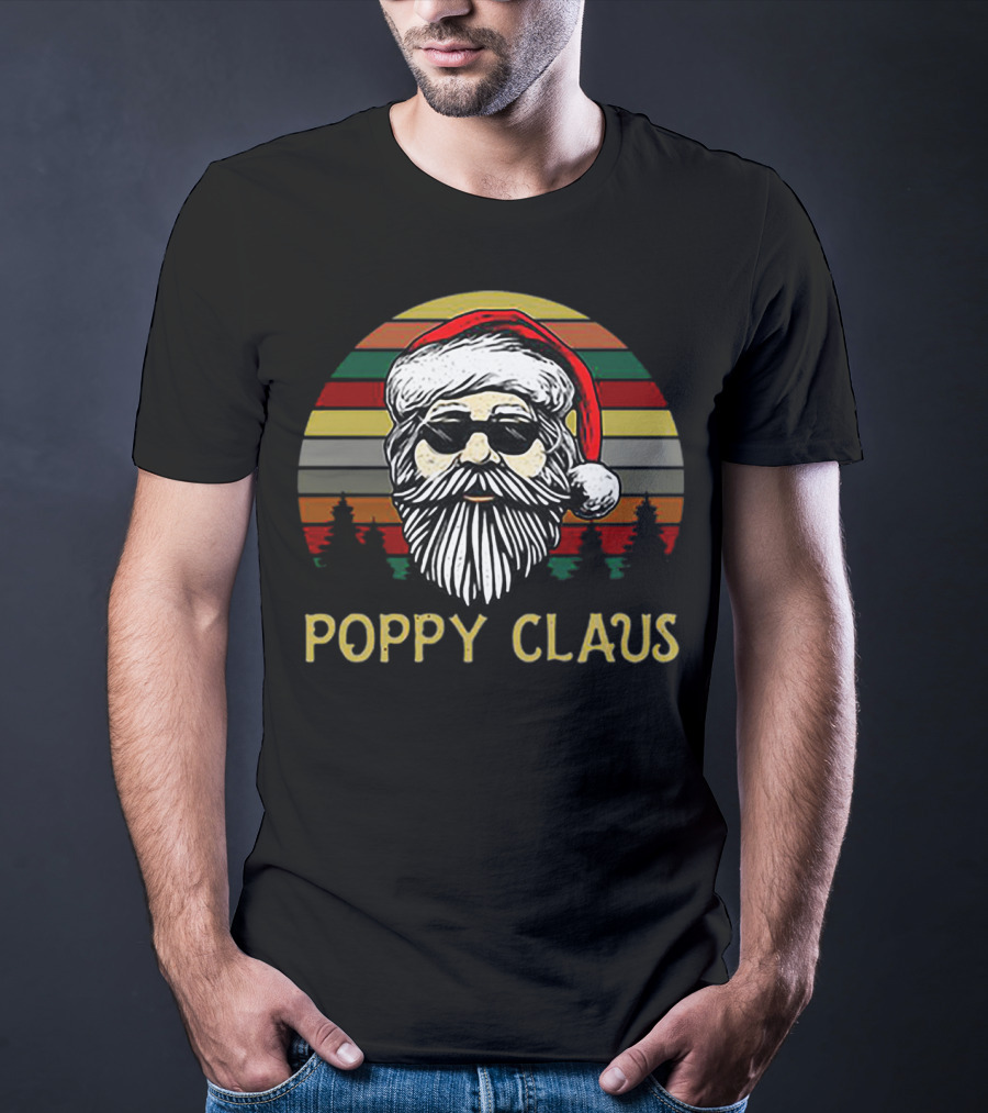 Poppy Claus Vintage Santa Claus Retro Sunset Forest T-Shirt