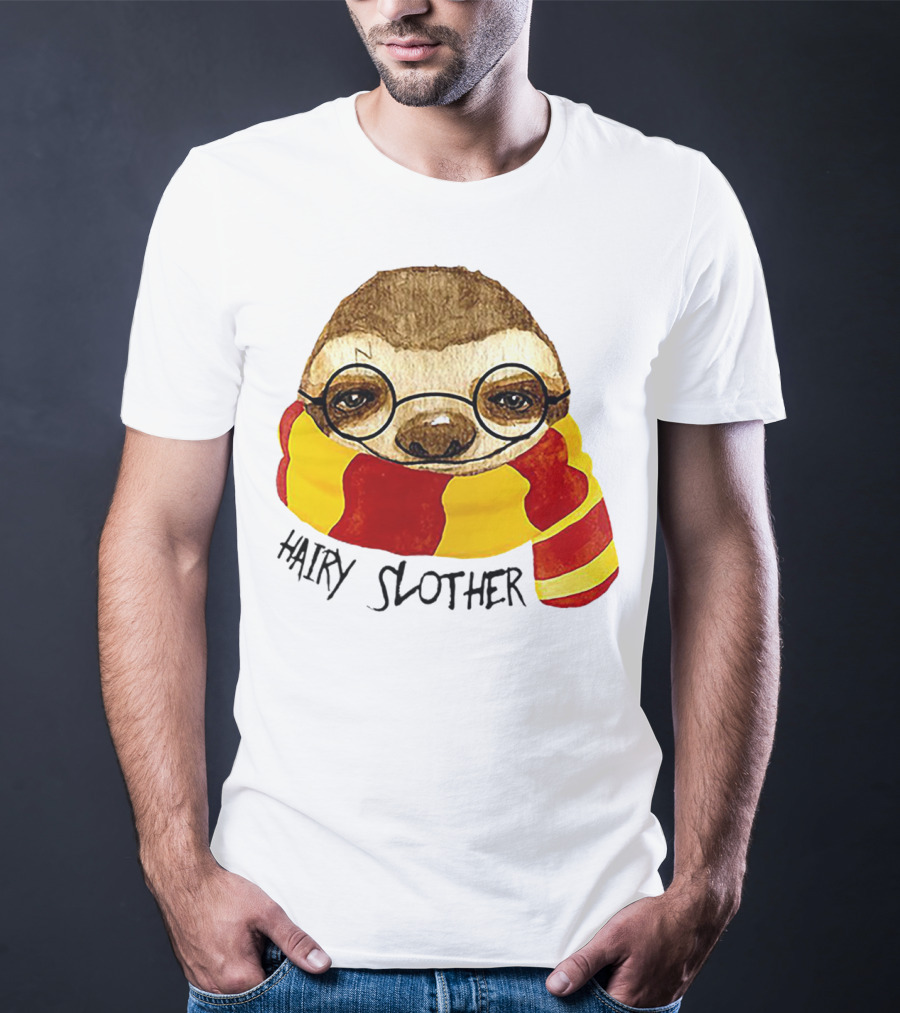 Hairy Slother Sloth Lovers Wizard Scarf Glasses Magic T-Shirt
