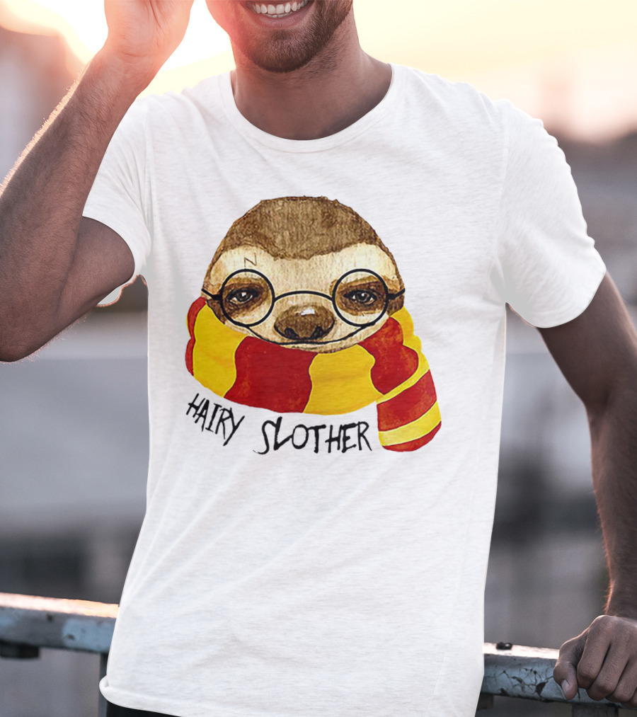Hairy Slother Sloth Lovers Wizard Scarf Glasses Magic T-Shirt
