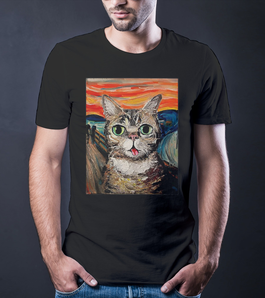 Lil Bub Cat The Scream Vincent Van Gogh T-Shirt