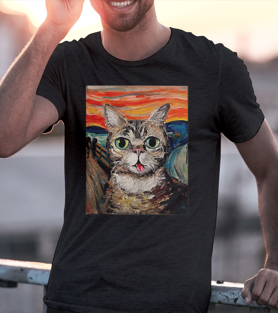 Lil Bub Cat The Scream Vincent Van Gogh T-Shirt