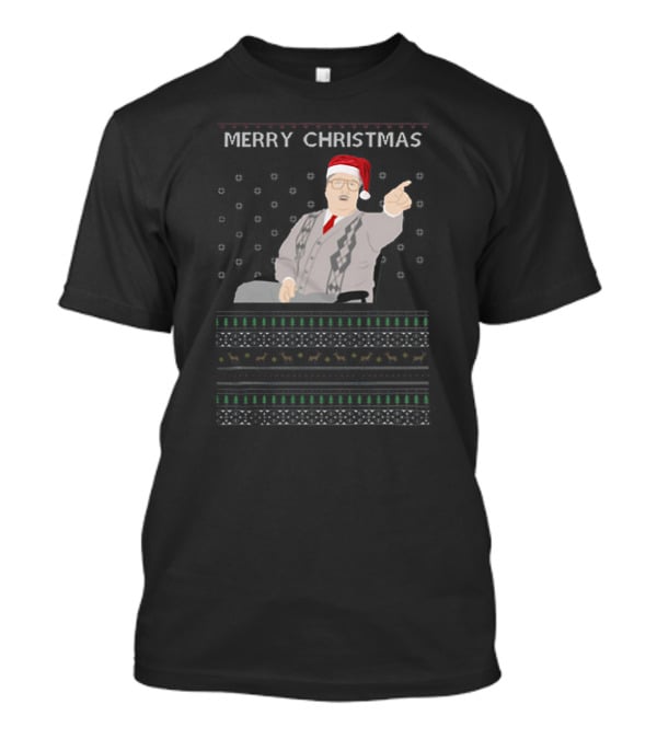 Phoenix Nights Brian Potter Merry Christmas Sweater Santa Hat Holiday T-Shirt