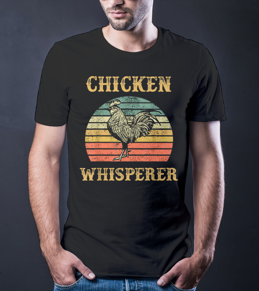 Chicken Whisperer Vintage Retro Rooster Stripes T-Shirt