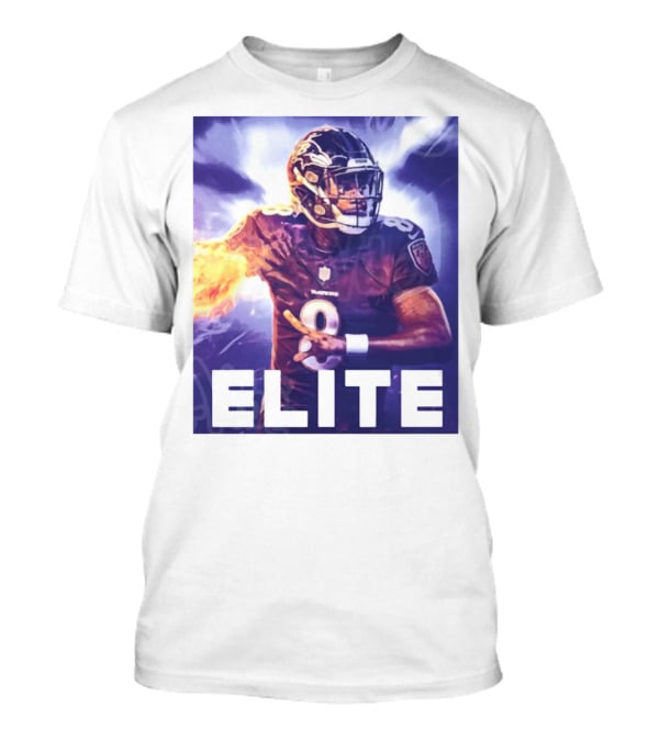 Lamar Jackson Ravens Elite 8 Fiery Action NFL Football T-Shirt