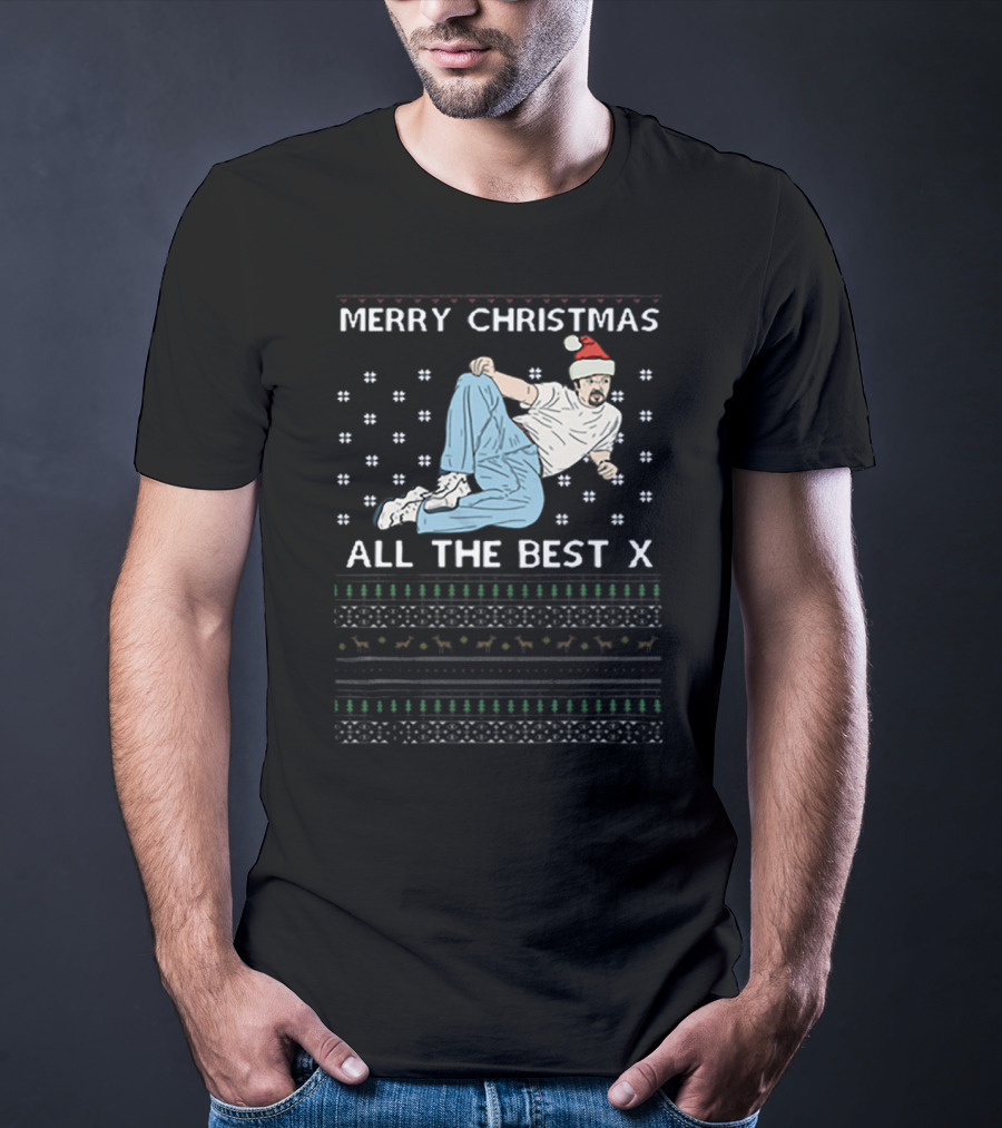 Merry Christmas All The Best X David Brent Festive Dance Santa Hat T-Shirt