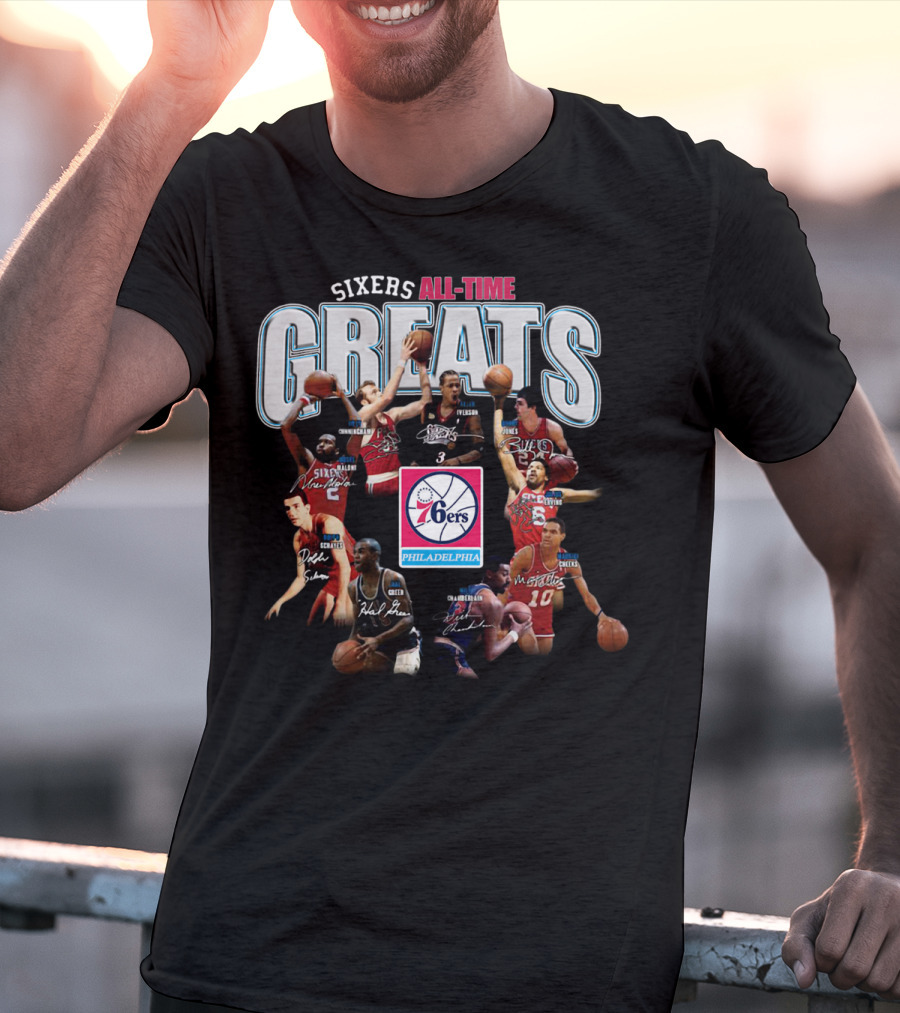 Sixers All-Time Greats Philadelphia 76ers Players Signatures T-Shirt