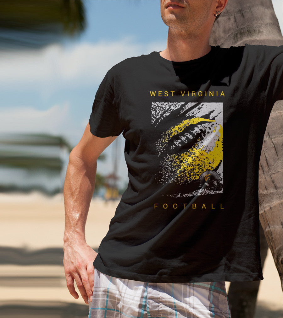 West Virginia Mountaineers Football Helmet And Textured T-Shirt