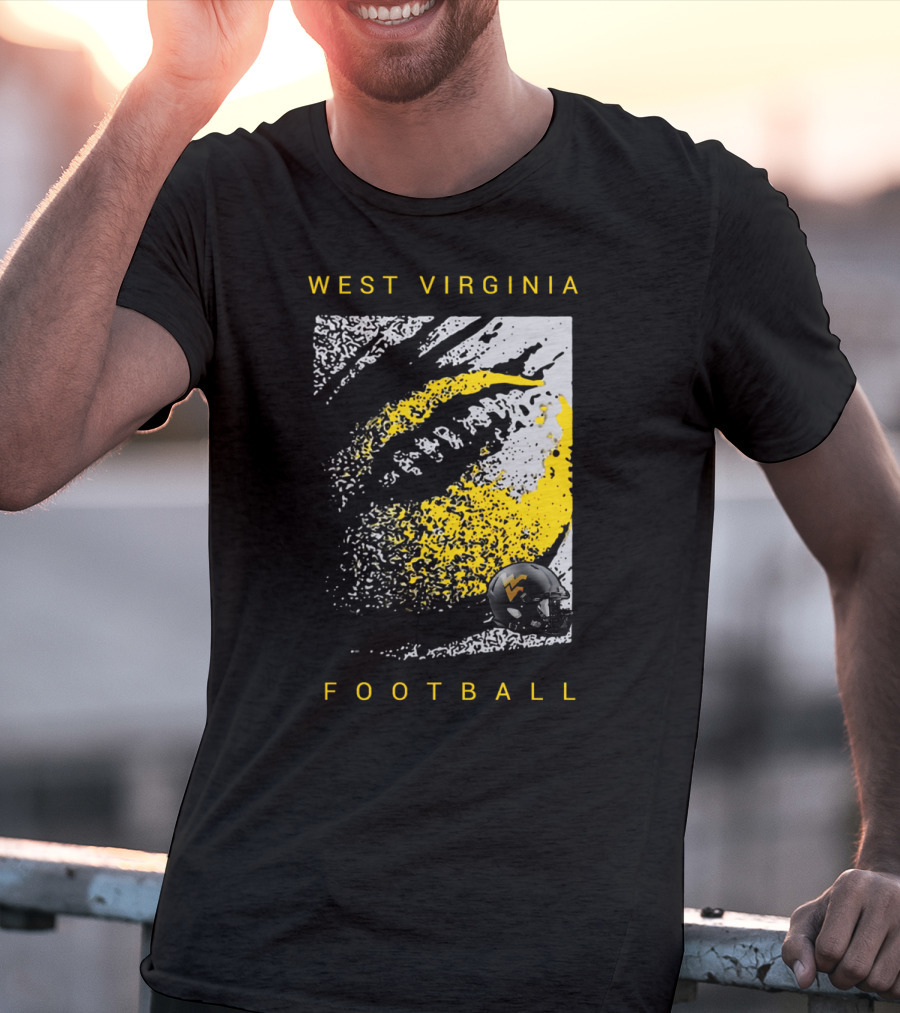 West Virginia Mountaineers Football Helmet And Textured T-Shirt