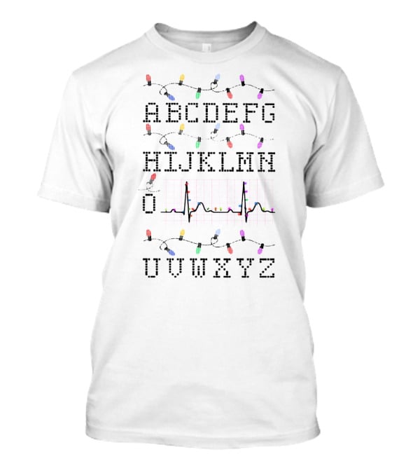 Heartbeat Light Christmas Alphabet String ECG VWXYZ T-Shirt