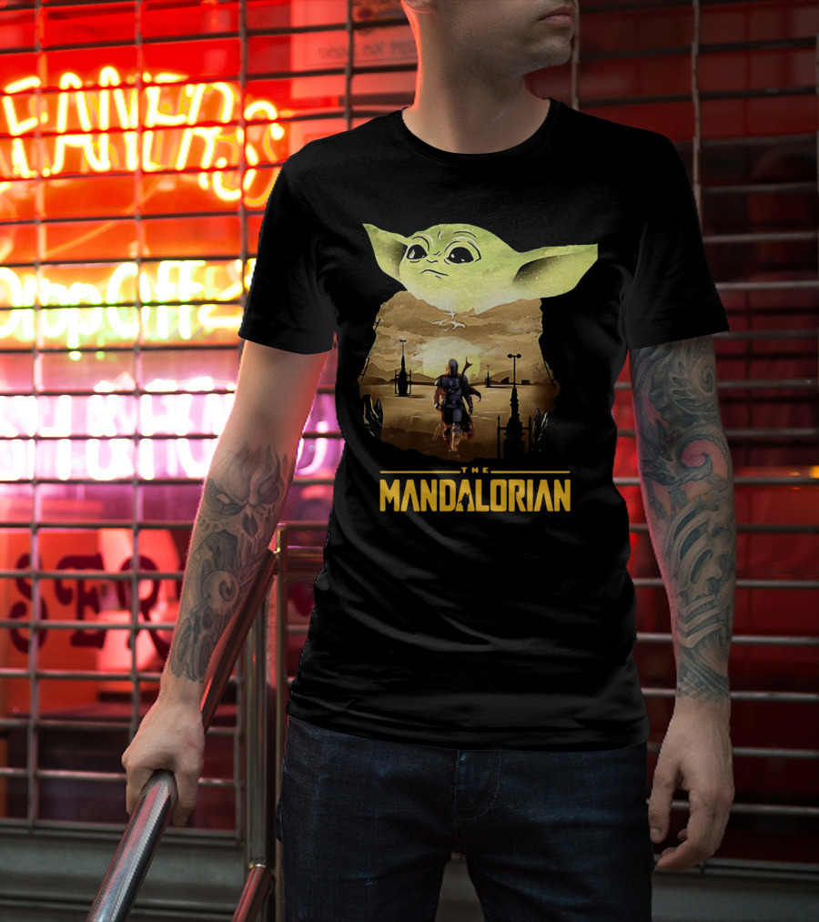 The Mandalorian Baby Yoda Sunset Scene T-Shirt