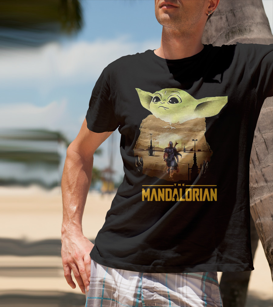 The Mandalorian Baby Yoda Sunset Scene T-Shirt