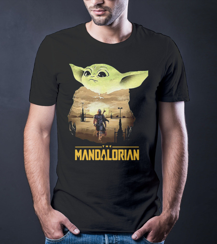 The Mandalorian Baby Yoda Sunset Scene T-Shirt