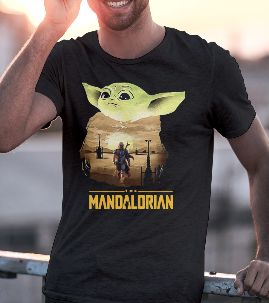 The Mandalorian Baby Yoda Sunset Scene T-Shirt